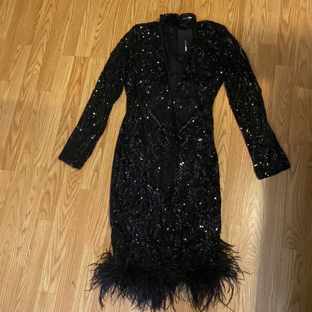 Sexy black midi dress (deep cleavage, but easy to adjust) - NWT